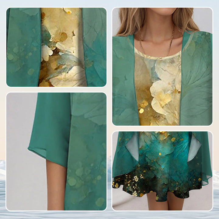 Ensemble Robe Imprimée et Cardigan Femme