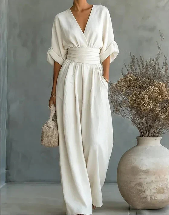 Combinaison Femme Col Croisé Jambes Larges