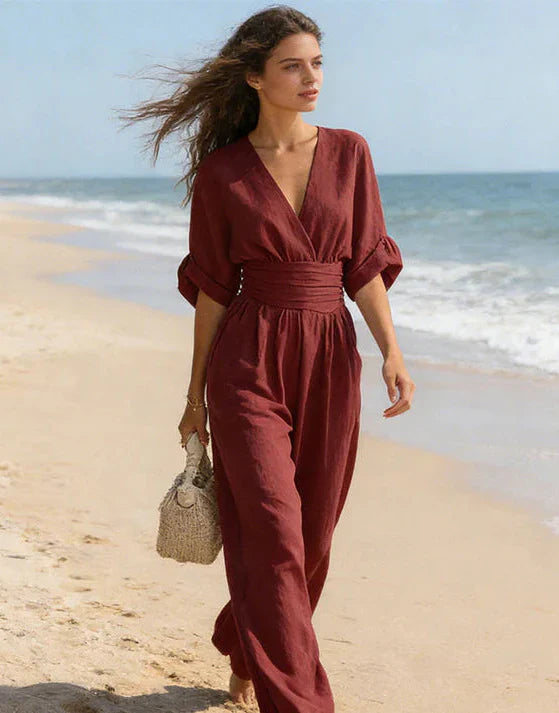 Combinaison Femme Col Croisé Jambes Larges