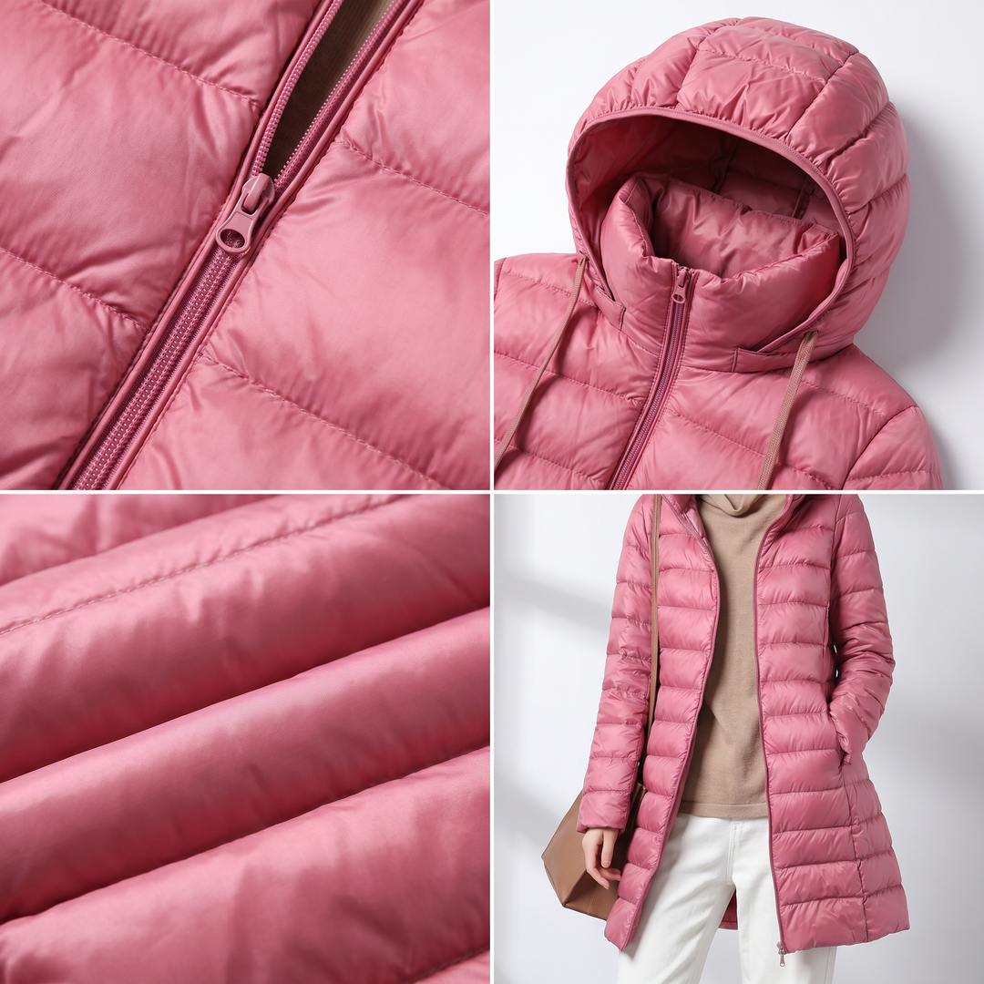 Women's Long Hooded Quilted Puffer Jacket