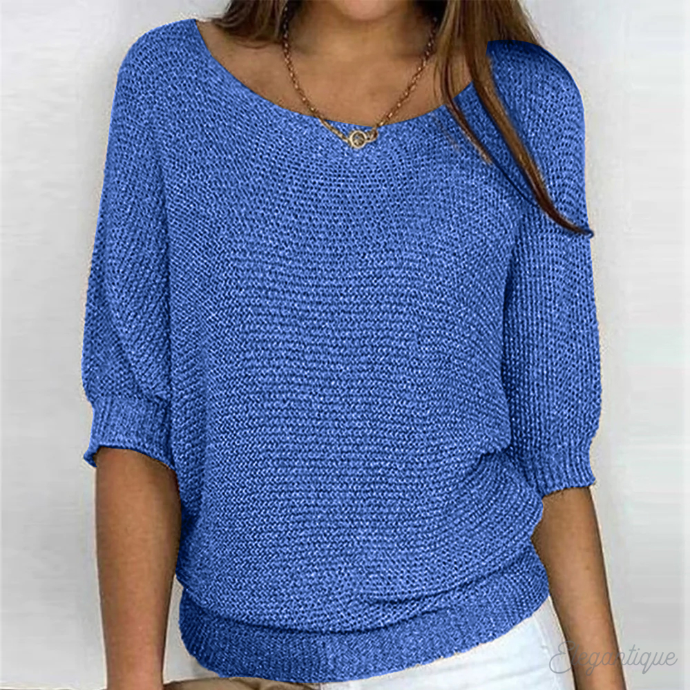 Women's Casual Crew-Neck 3/4-Sleeve Sweater