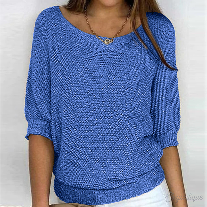 Women's Casual Crew-Neck 3/4-Sleeve Sweater