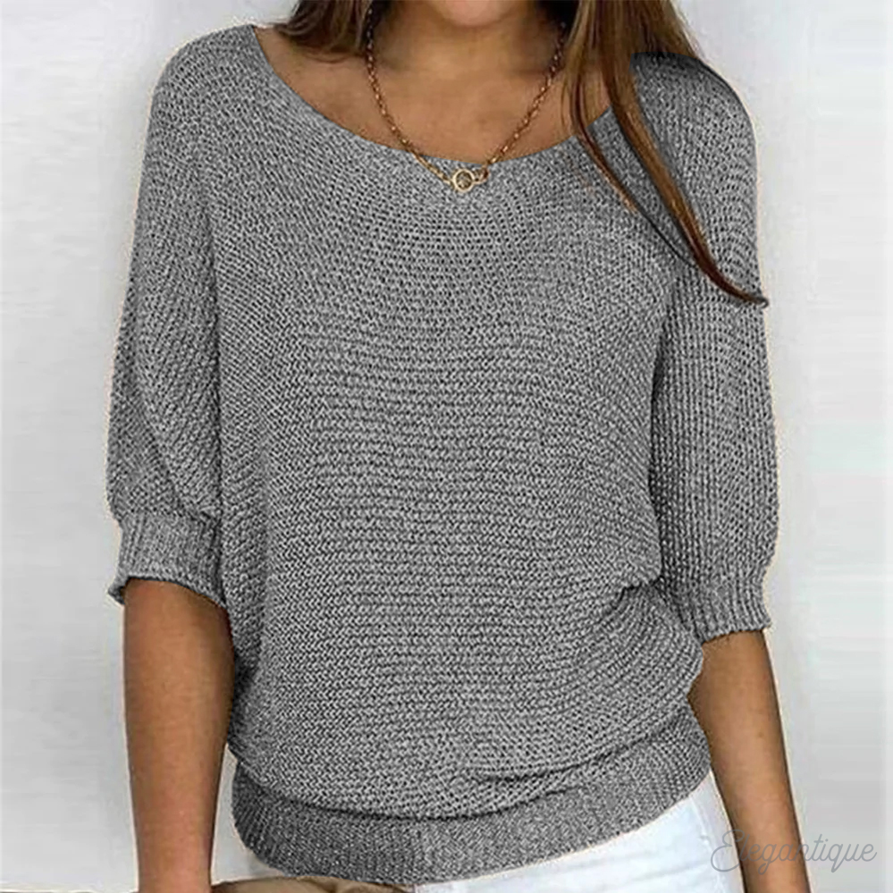 Women's Casual Crew-Neck 3/4-Sleeve Sweater