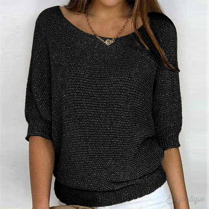 Women's Casual Crew-Neck 3/4-Sleeve Sweater