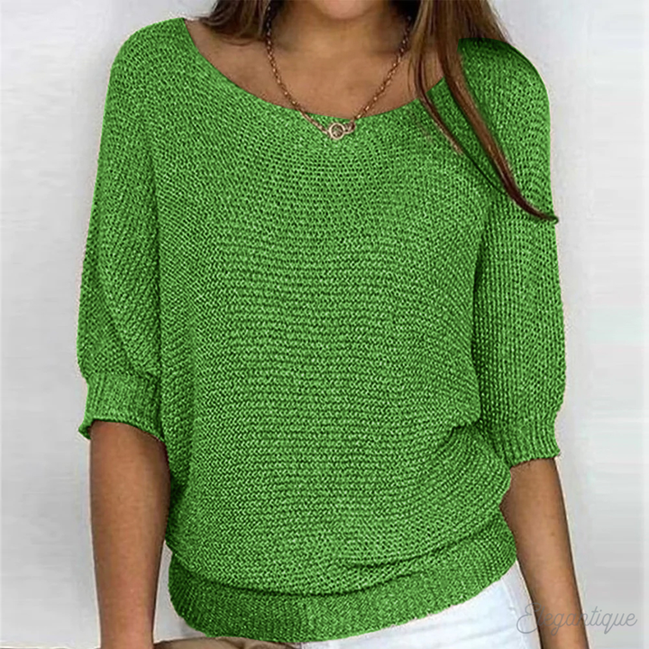 Women's Casual Crew-Neck 3/4-Sleeve Sweater