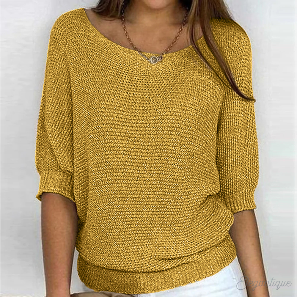 Women's Casual Crew-Neck 3/4-Sleeve Sweater