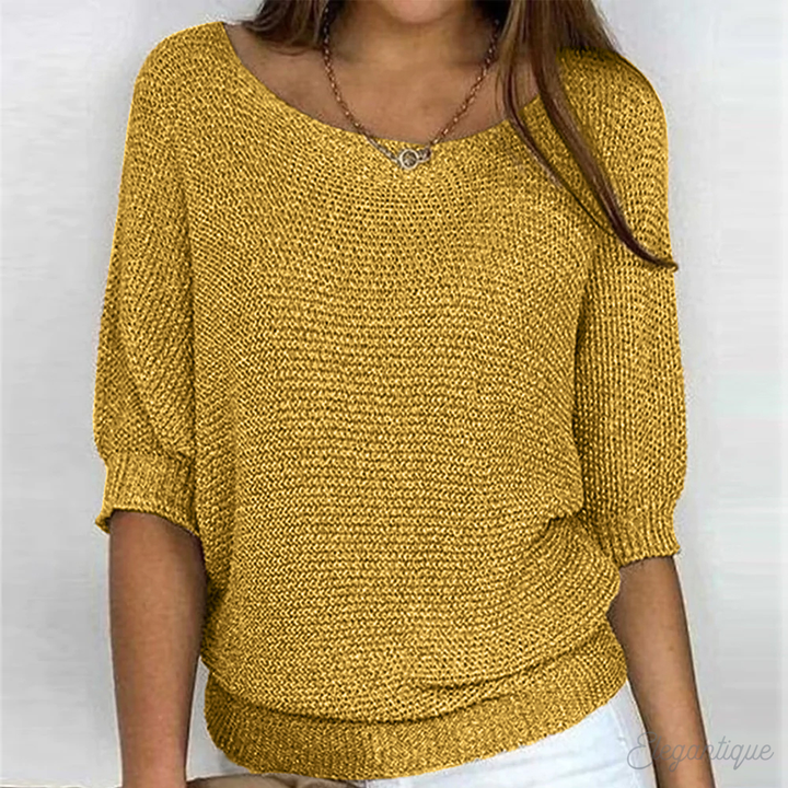 Women's Casual Crew-Neck 3/4-Sleeve Sweater