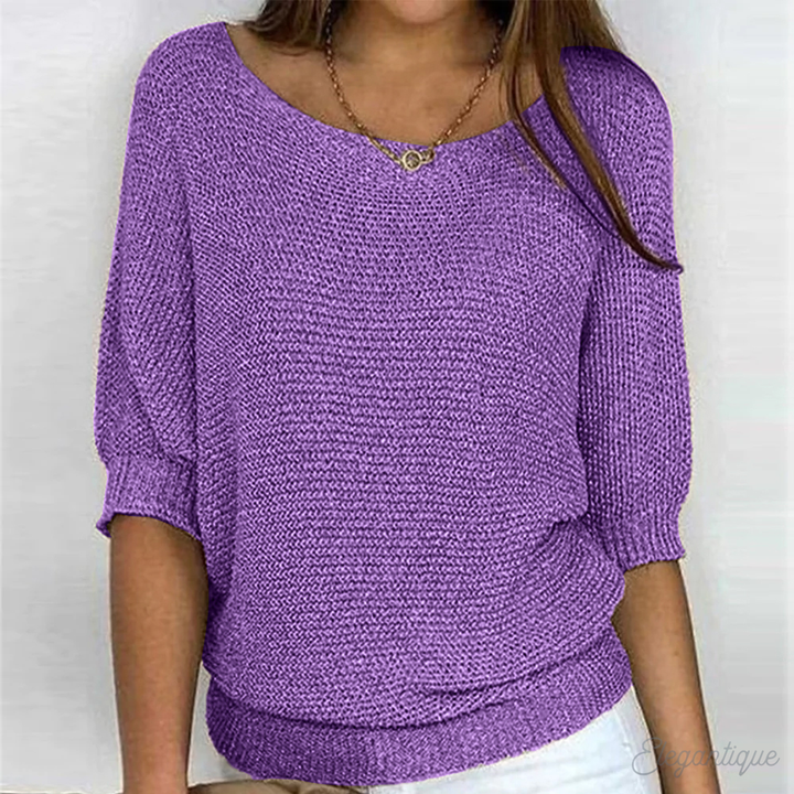 Women's Casual Crew-Neck 3/4-Sleeve Sweater