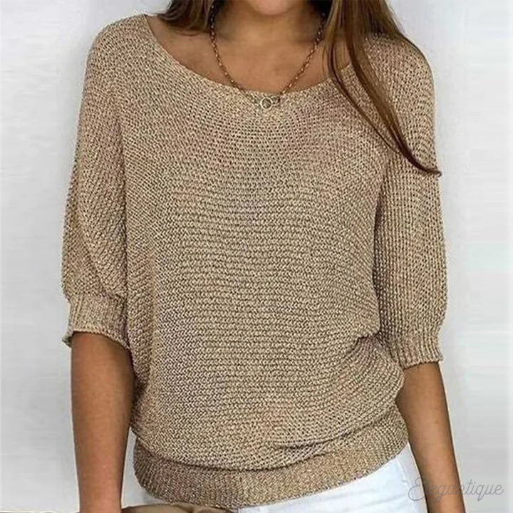 Women's Casual Crew-Neck 3/4-Sleeve Sweater