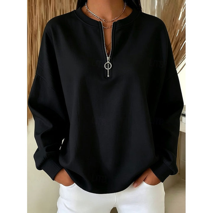 Sweatshirt de gola subida com fecho de correr para mulher