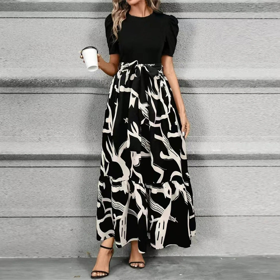 Robe Longue Fleurie Femme Taille Nouée Cérémonie