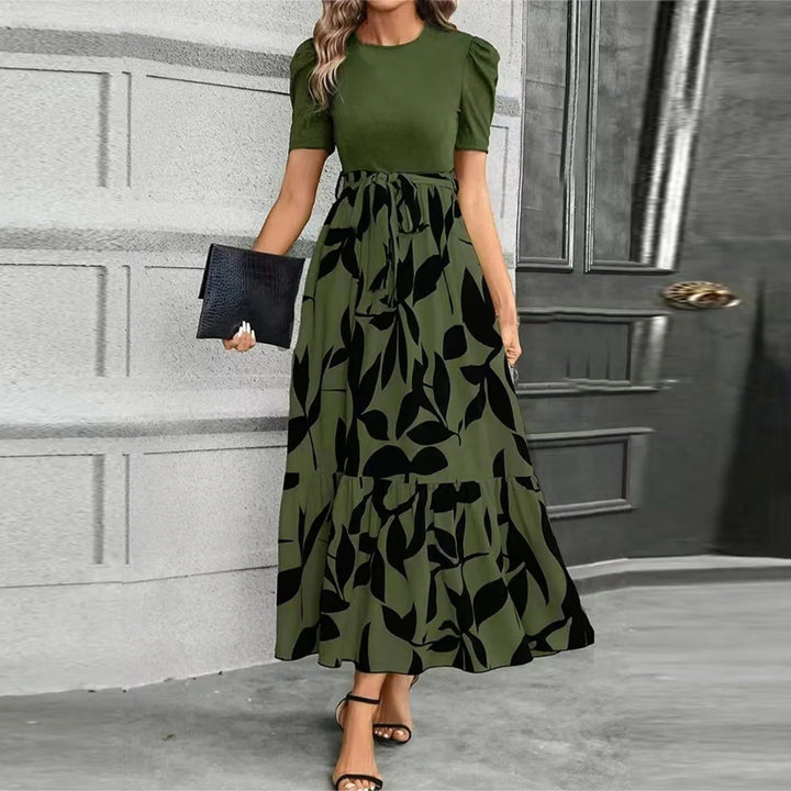 Robe Longue Fleurie Femme Taille Nouée Cérémonie