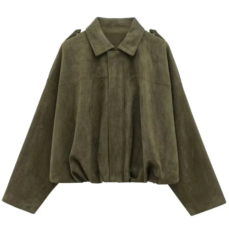 Veste Courte Oversize Suédine Femme