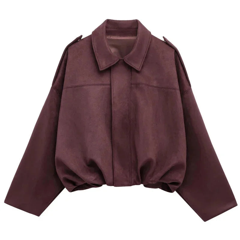 Veste Courte Oversize Suédine Femme