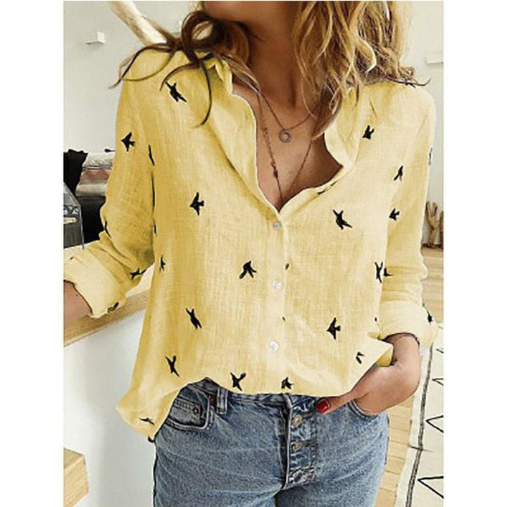 Blouse Femme Col Ouvert Manches Longues