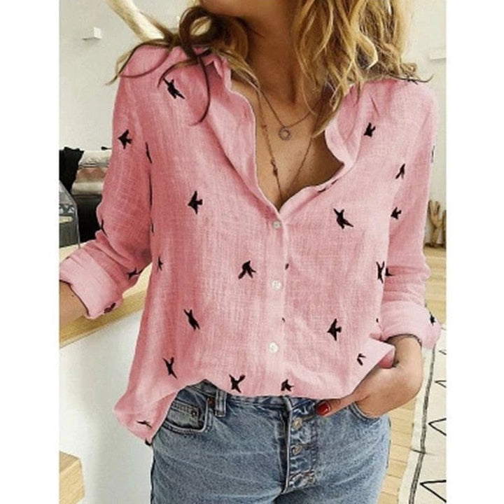 Blouse Femme Col Ouvert Manches Longues