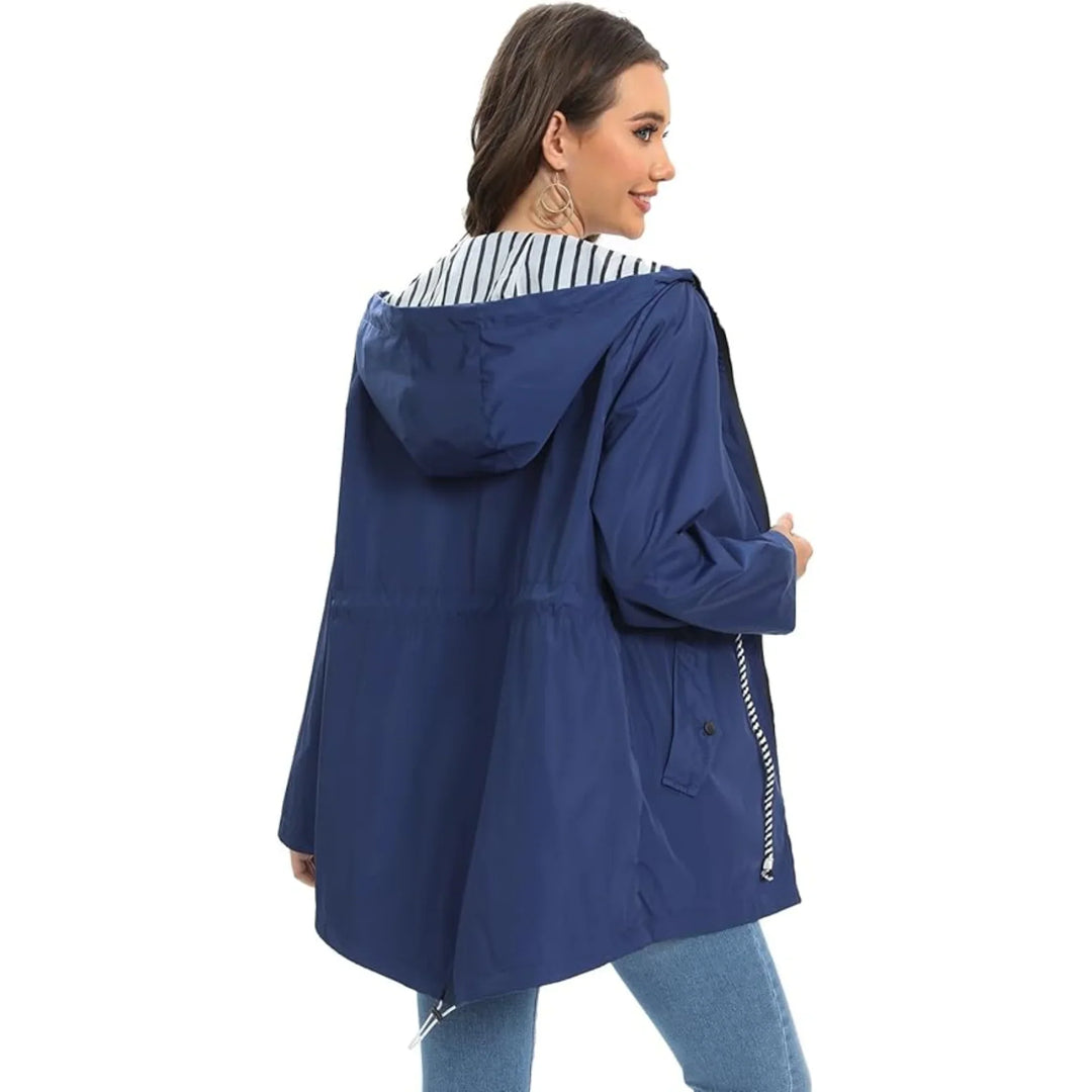 Women's Hooded Waterproof Jacket with Drawstring Waist