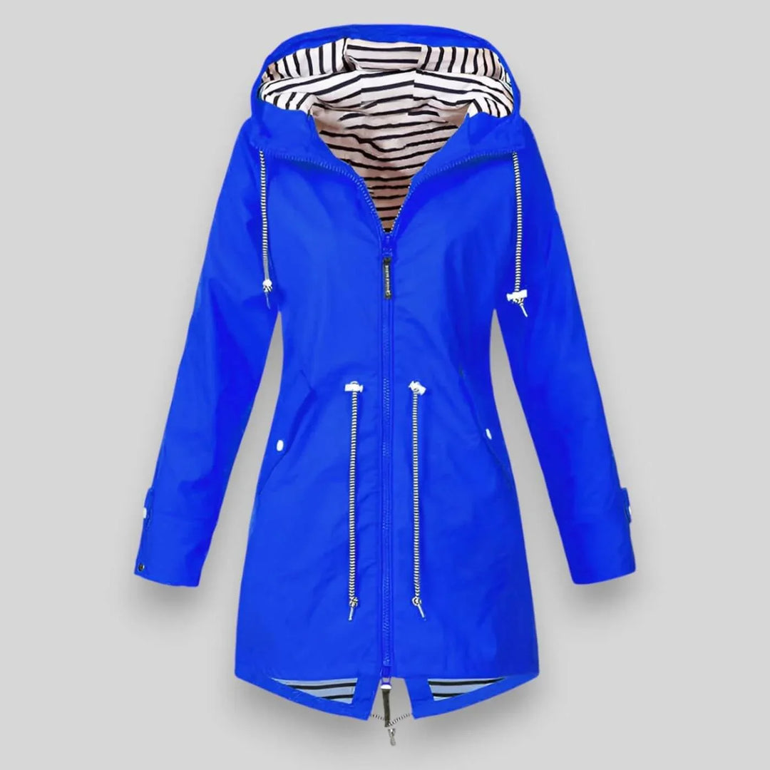 Women's Hooded Waterproof Jacket with Drawstring Waist