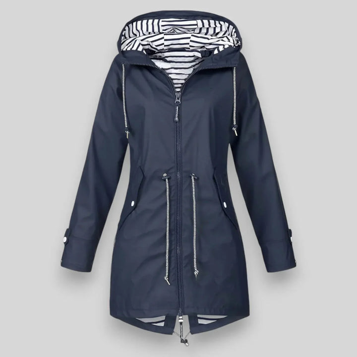 Women's Hooded Waterproof Jacket with Drawstring Waist