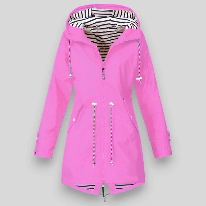 Women's Hooded Waterproof Jacket with Drawstring Waist
