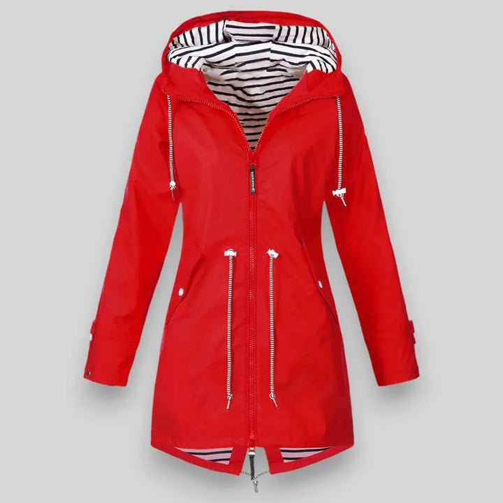 Women's Hooded Waterproof Jacket with Drawstring Waist