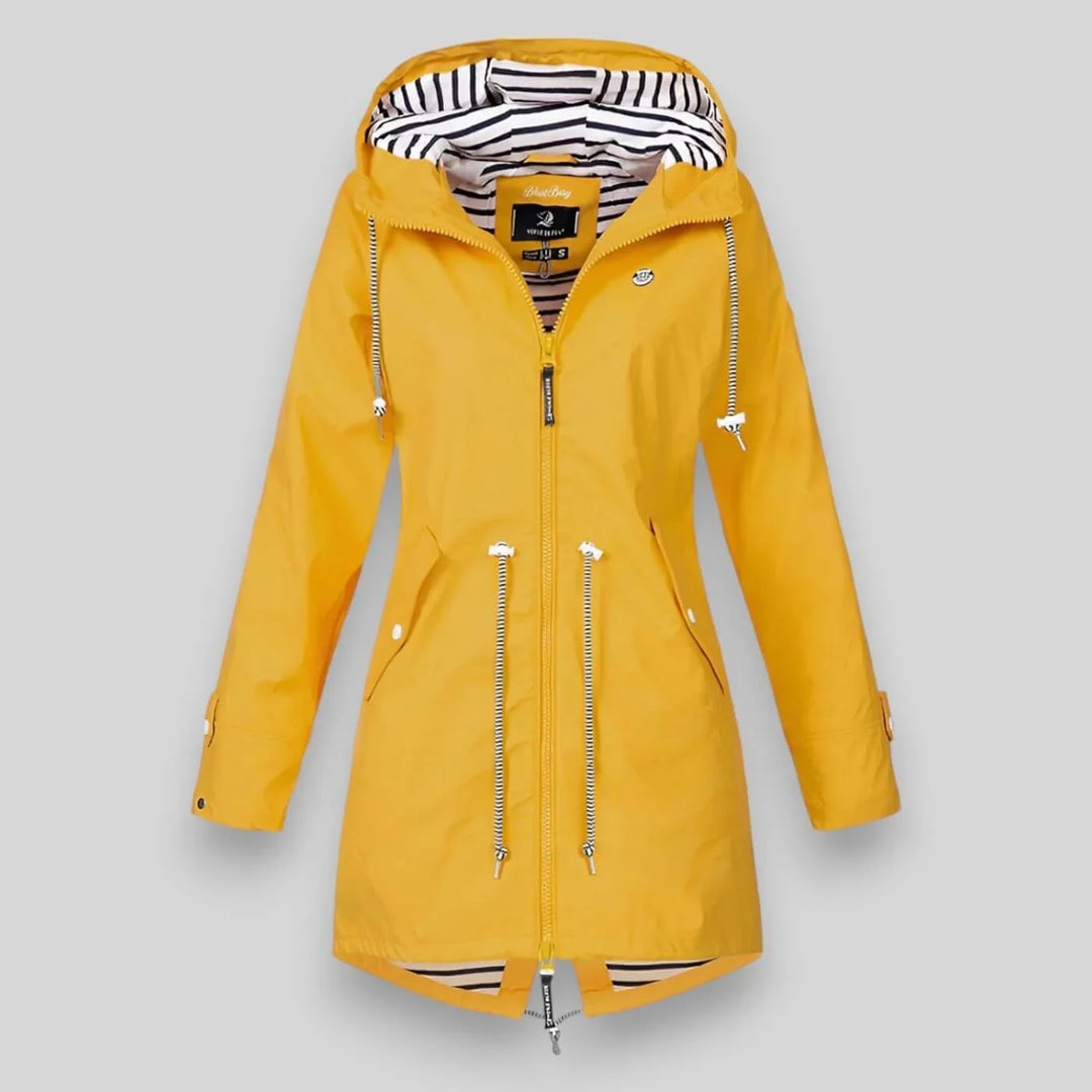 Women's Hooded Waterproof Jacket with Drawstring Waist