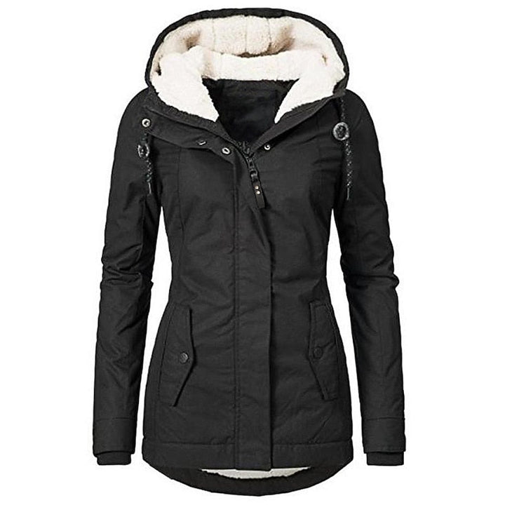 Women's Fleece-Lined Hooded Parka with an Adjustable Waist