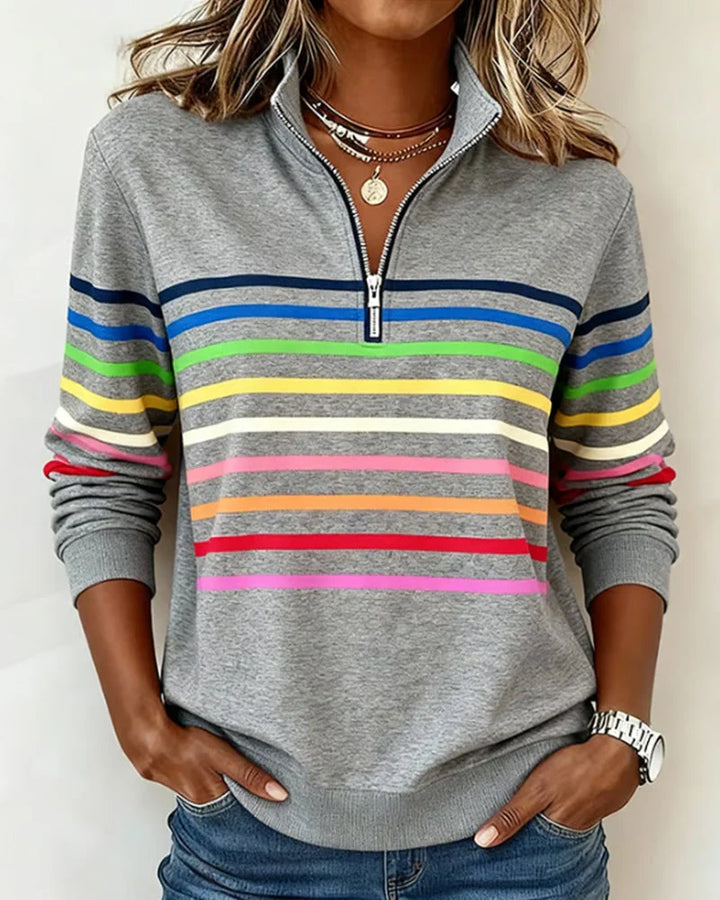 Women's Half-Zip Striped Sweater