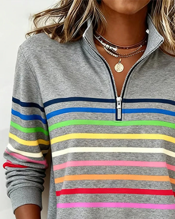 Women's Half-Zip Striped Sweater