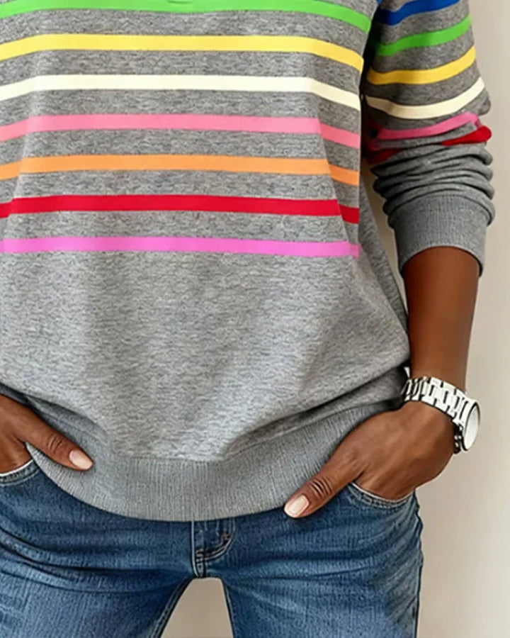 Women's Half-Zip Striped Sweater