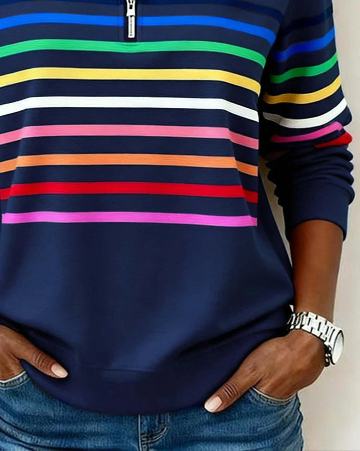 Women's Half-Zip Striped Sweater