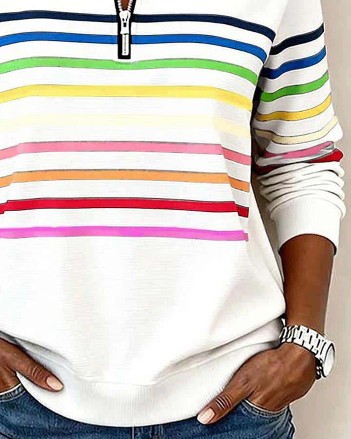 Women's Half-Zip Striped Sweater