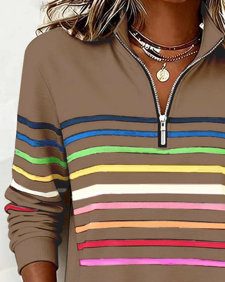 Women's Half-Zip Striped Sweater