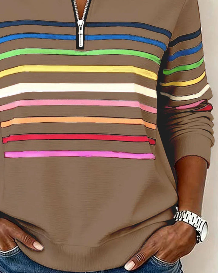 Women's Half-Zip Striped Sweater